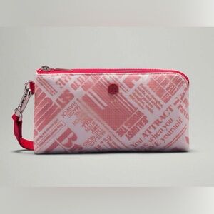Rare Lululemon Manifesto Print Curved Wristlet White Lulu Red Retired